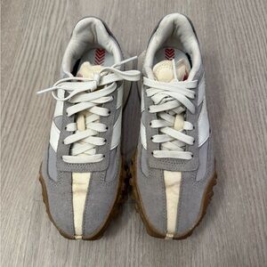New Balance XC-72 Gray and White Sneakers with Tan Accents